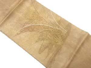  紗 流水に草葉模様織出し名古屋帯